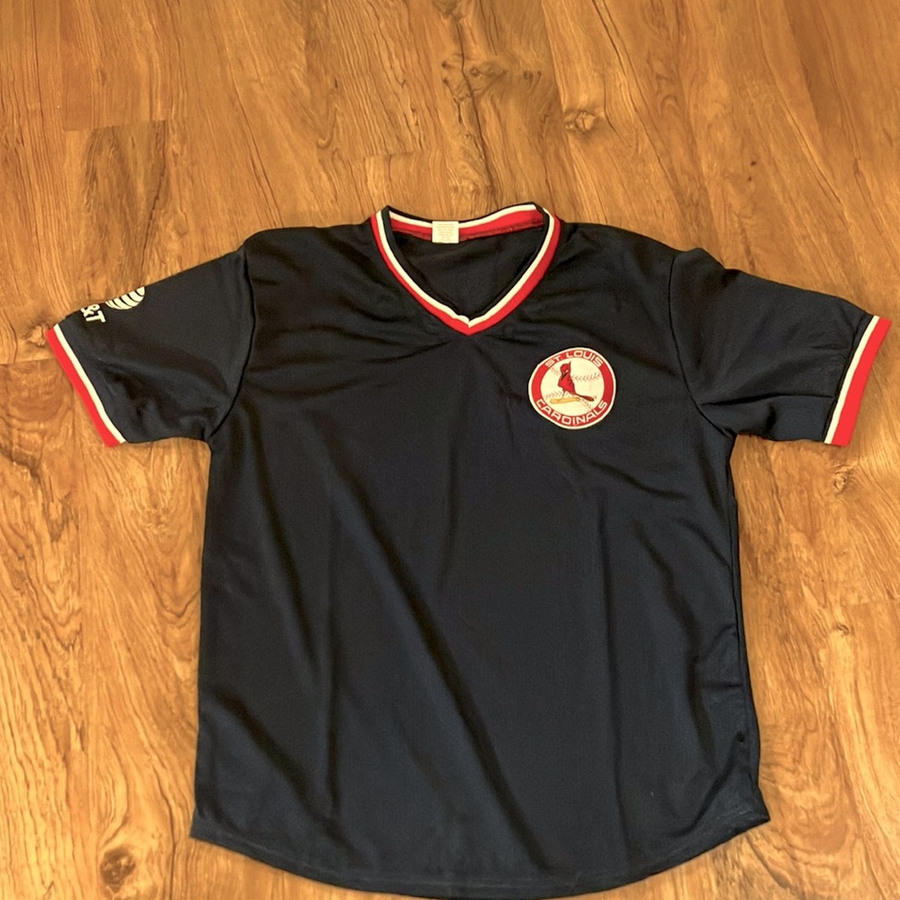 St Louis cardinals Navy V-Neck Short Sleeve mesh jersey top xl mlb men’s retro